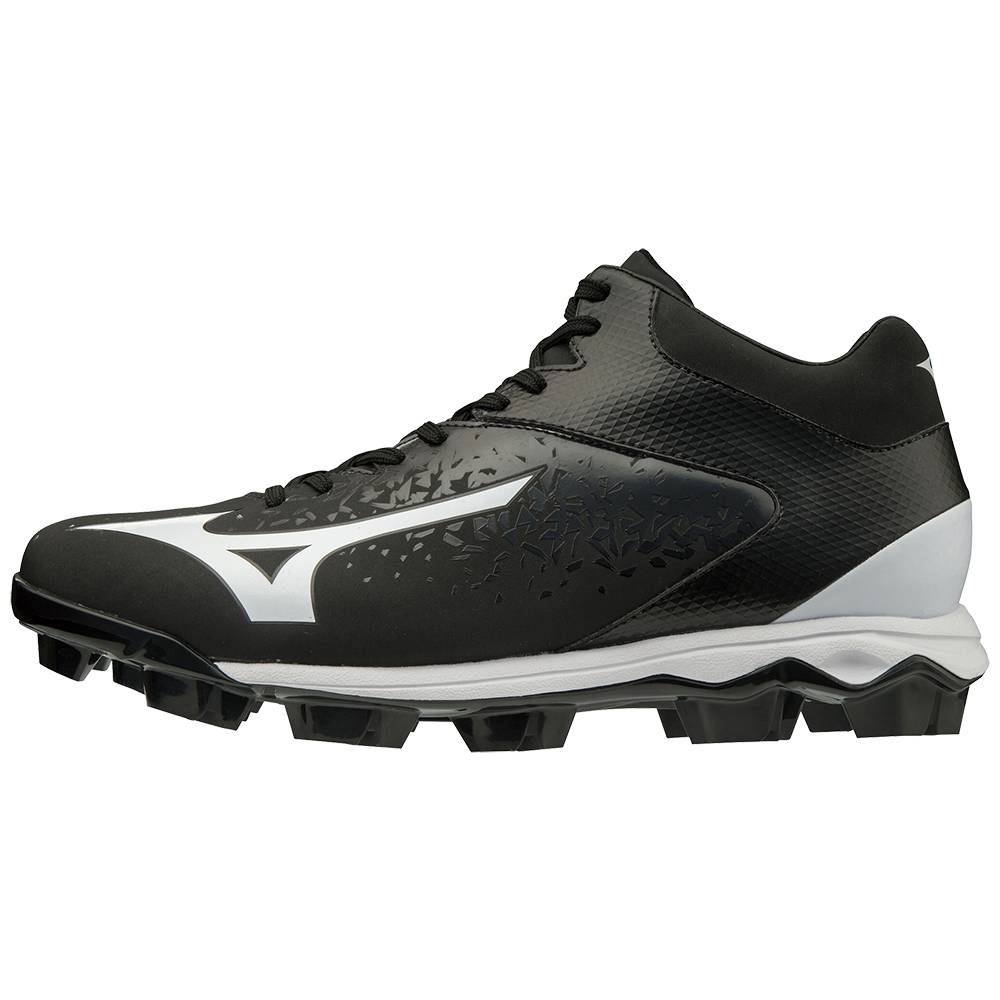 Mizuno Men's Select Nine TPU Mid Molded Baseball Cleats Black/White (320585-KLZ)